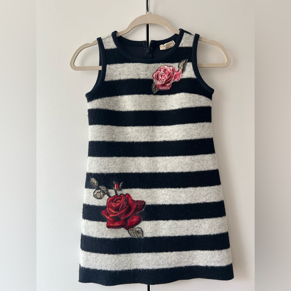 Italy Monalisa Girl Wool Rose Dress SZ 8